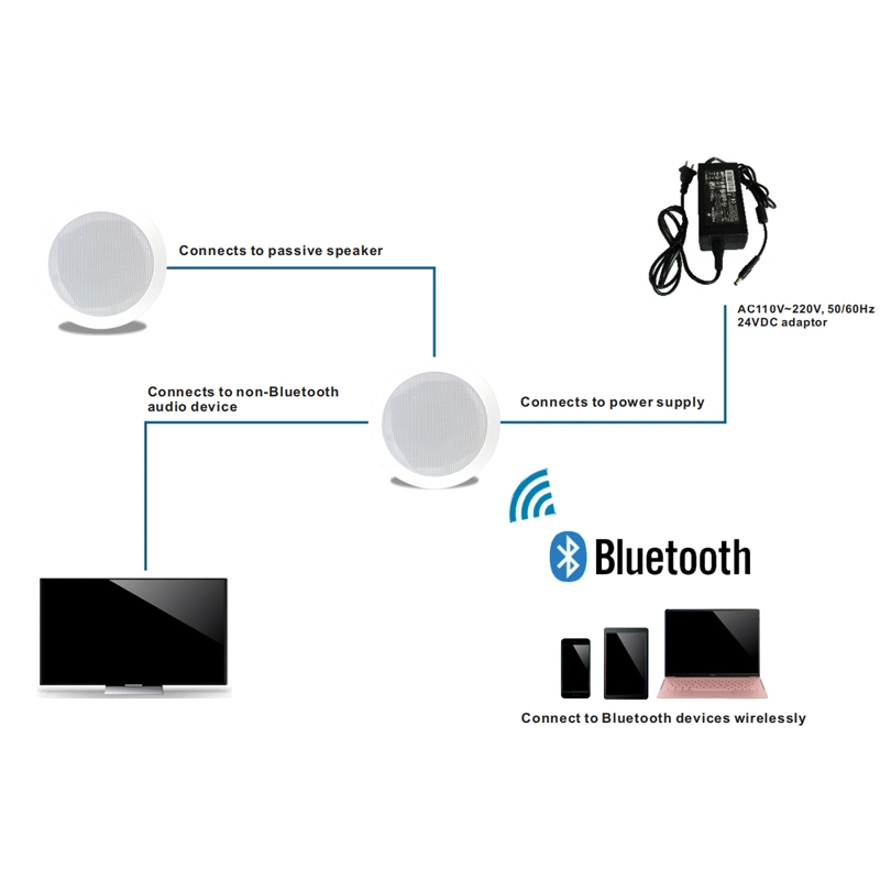 Smart Home Audio System 30W 5 Inch Bluetooth in Ceiling Speaker with Built-in Class D Amplifier