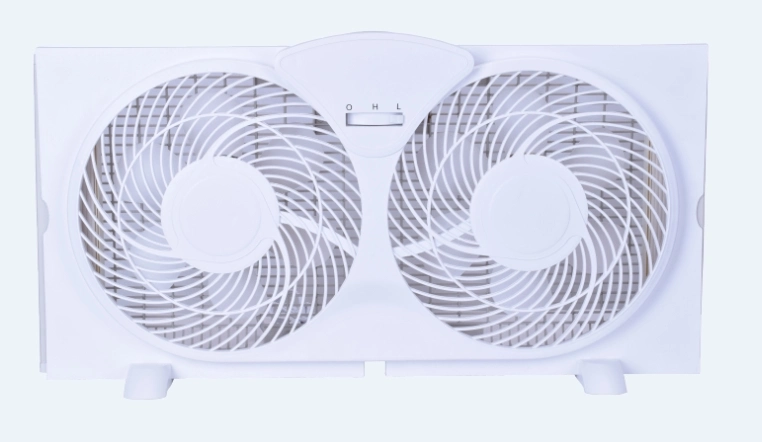 Baili 9 pulgadas de la ventana de doble ventilador con 2 velocidades de flujo de aire de control