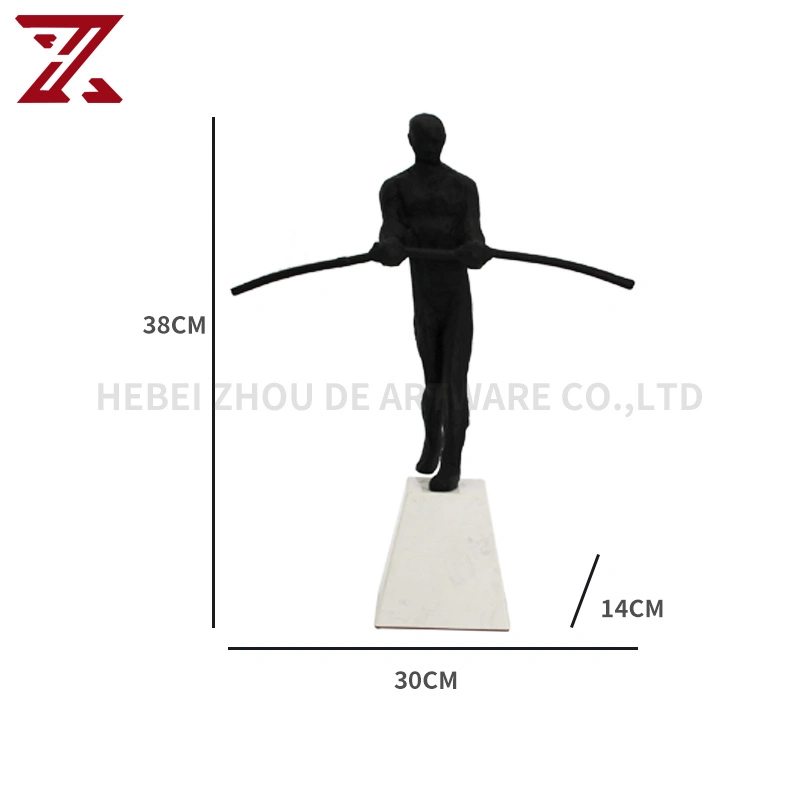 Factory Customized Marble Sculpture Statue Black Iron Characters Statues Metal Crafts for Home Decoration