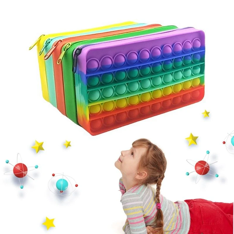 Pop Simple Sensory Pencil Box Push Pop Pencil Case Fidget Toy Bubble Stationery Storage Bag