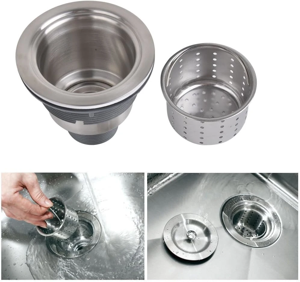 Sink Drain Assembly Kit Removable Deep Sink Strainer Basket with Sink Stopper