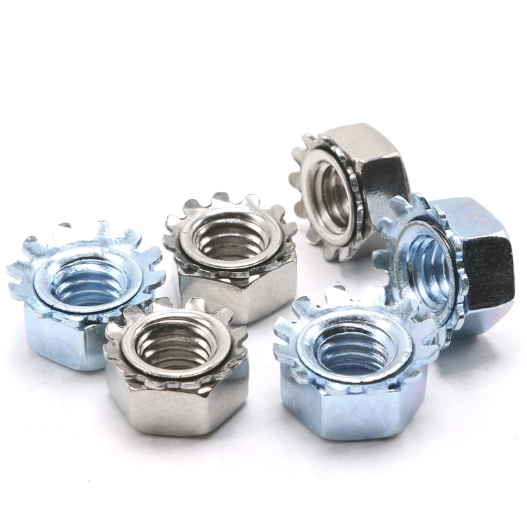 304 Stainless Steel K-Nut Cap Hex Lock Nut for Indoor and Outdoor Decoration Hex Flange Square Thin Nylon Insert Lock Cap Wing Channel Coupling Weld Nuts