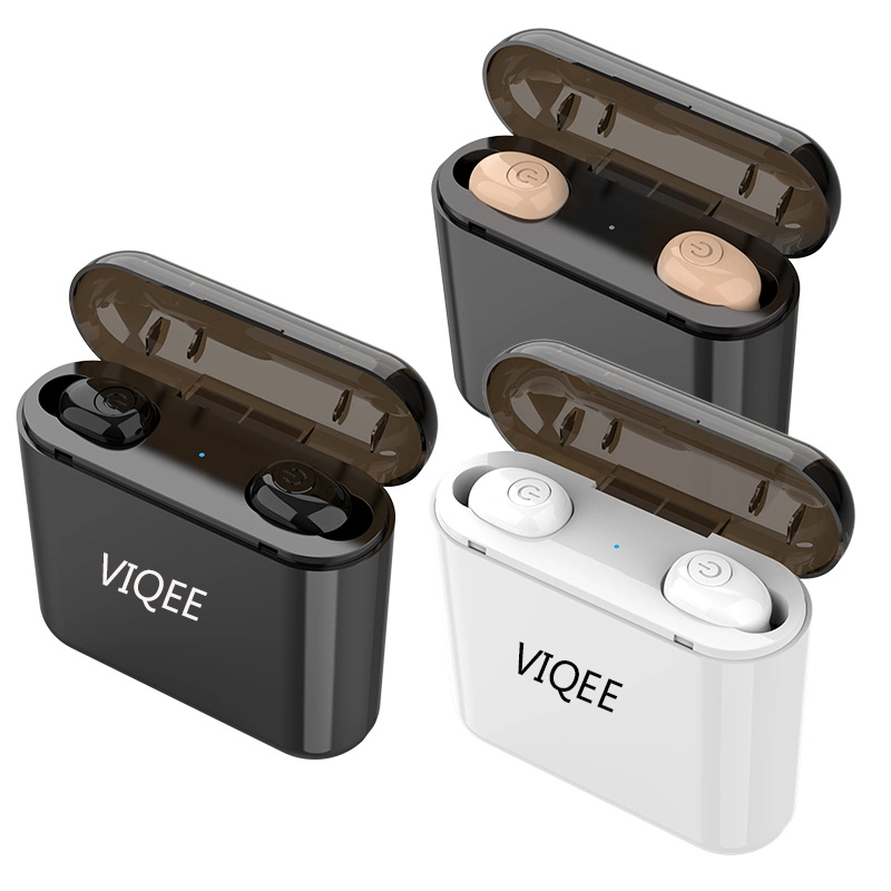 OEM Viqee gêmeos Bluetooth Power banco 2 em 1 auricular sem fios Wireless Headset Bluetooth para suporte telefônico