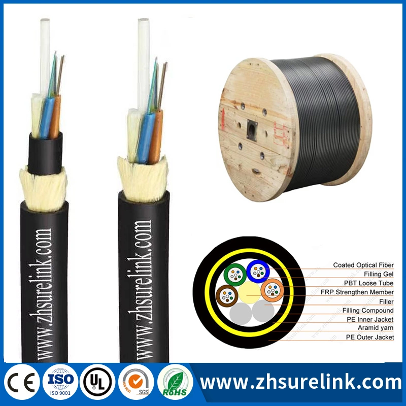 20 anos fábrica ADSS 24core 48core 96core 96core 144core todo o dielétrico Self Cabo de fibra óptica de suporte para cabo Mini ADSS