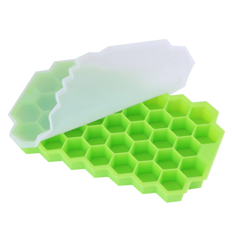 37 Cells Honeycomb Shaped Silicone Silicone Ice Cube Tray Mold with Lid