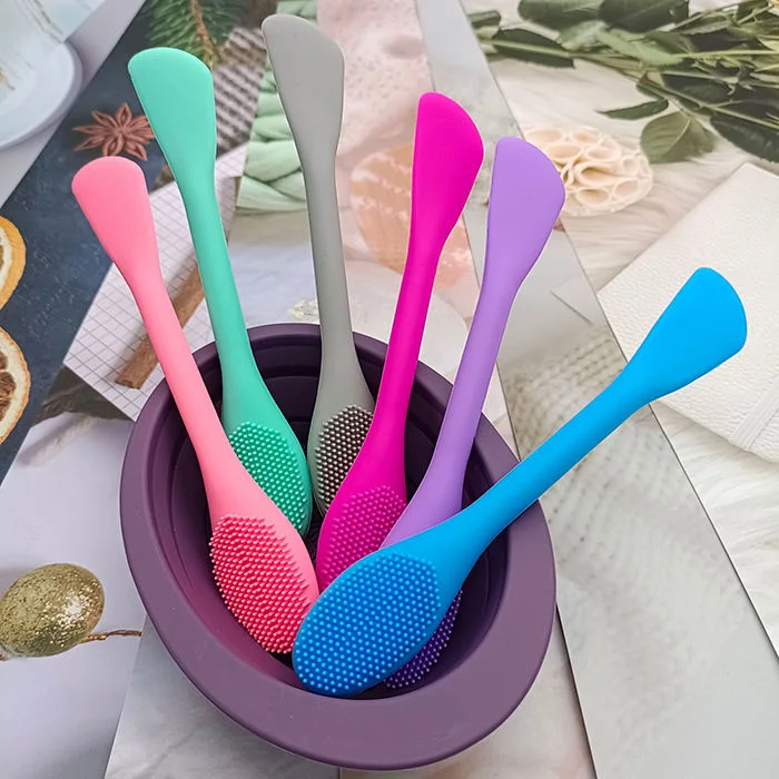 Multi Functional Double Side Soft Silicone Scrubber Mask Applicator Lip Scrub Brush Easy to Clean Face Exfoliator Cleansing Tool