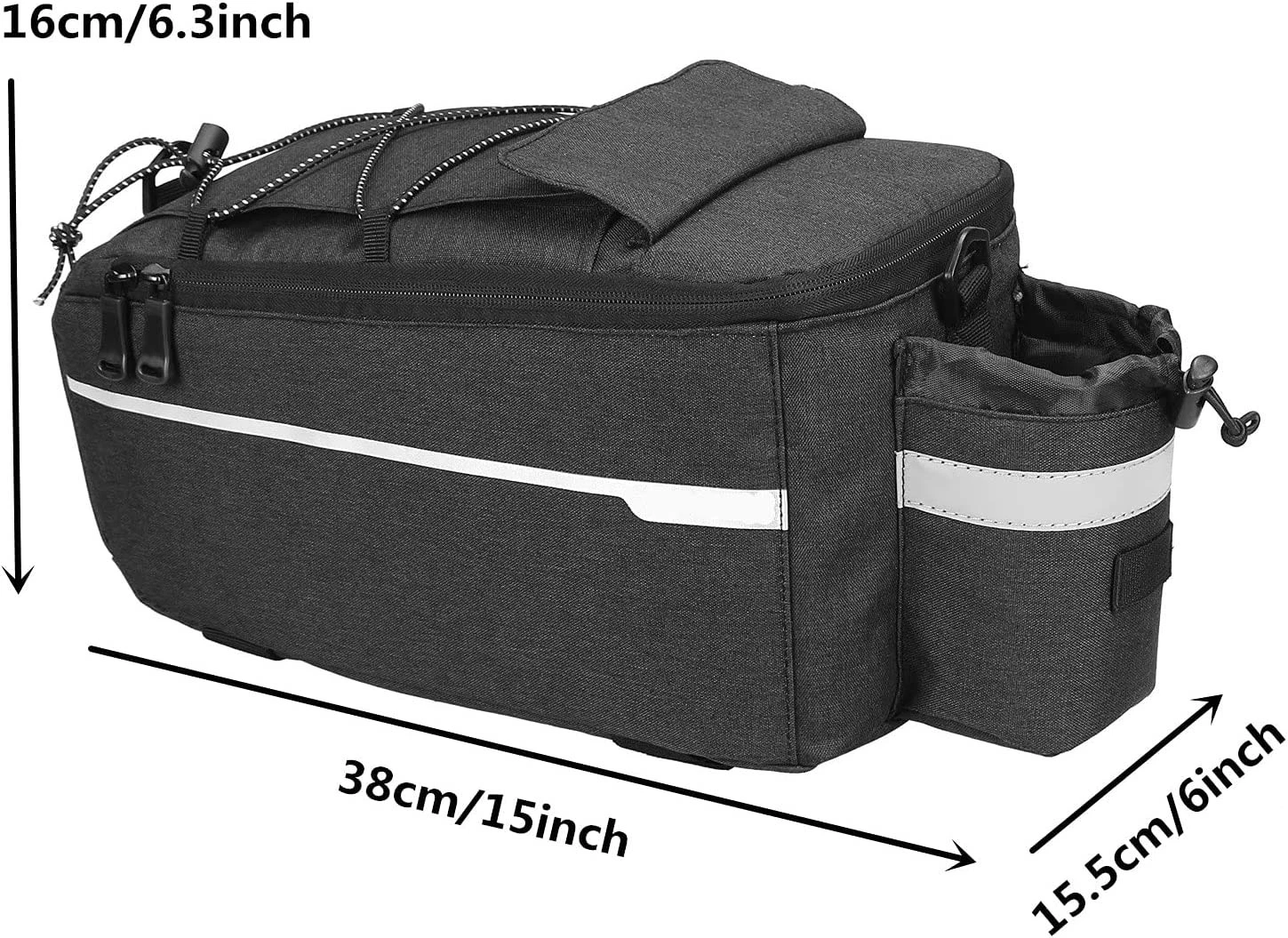 Bike Rear Rack Bag 10L Insulated Bike Trunk Cooler Bag Reflective Bicycle Rear Seat Cargo Bag Water Resistant Bike Panniers Bag Cycling Luggage Bag Shoulder Bag