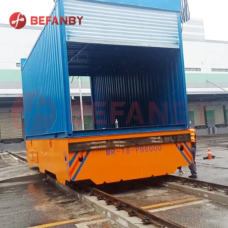 Carga pesada Busbar Powered Flat-Board On Rail Ferry Transfer Cart