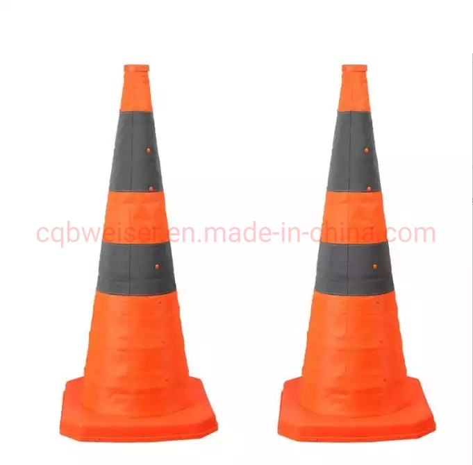 Retractable Flexible Reflective Soft Orange Safety Traffic Road Cone