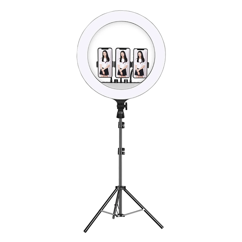 2020 populares Anillo de luz LED de 18 pulgadas con soporte para teléfono de maquillaje en directo de la luz de relleno de gran tamaño con USB