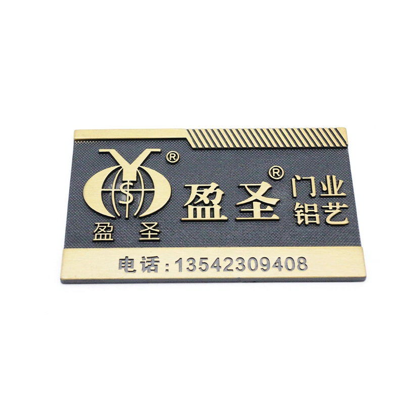 Original Factory Customized Metal Gold Label with Black Color Filled Adhesive Sticker