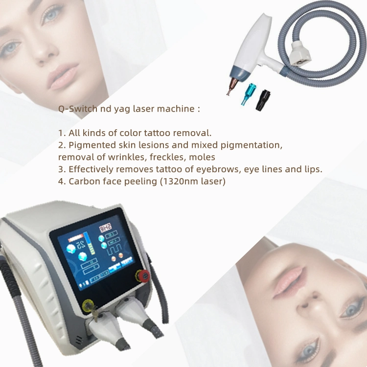 Dual Handle Super Hair Removal Pigmentation Removal Laser Tattoo Removal Carbon Peeling Skin Whitening Device Q Switch ND YAG Laser IPL Machine Price