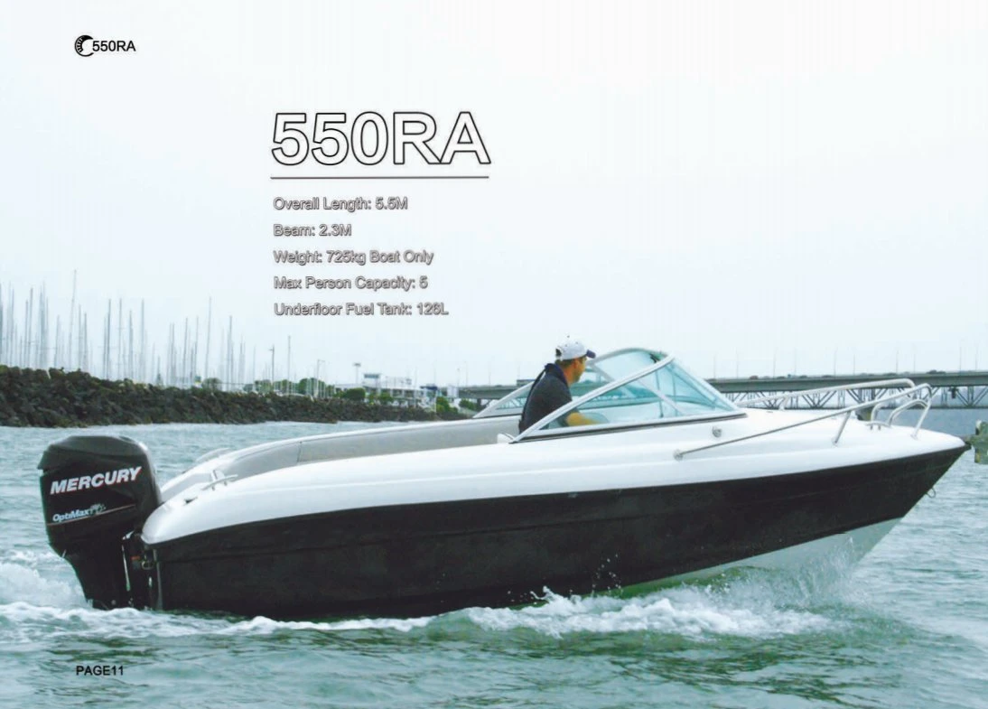 18 FT/5.5m Motor Speed Boat Hydroplane Fiberglass Boat for Sport Fisherman Model No. 550ra