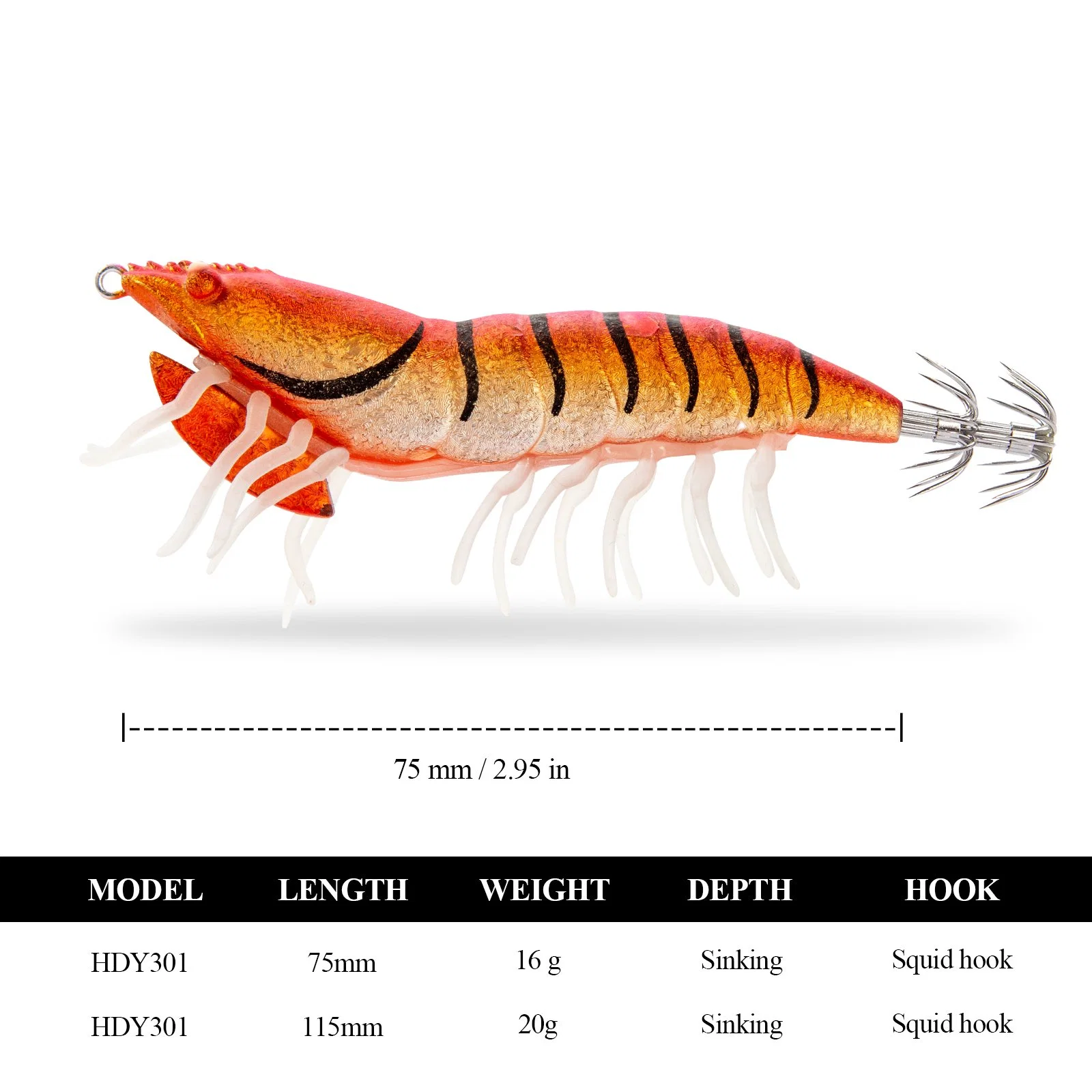 Custom Fishing Tackles Shrimp Baits Artificial Bait Egi Shrimp Plastic Fishing Lure