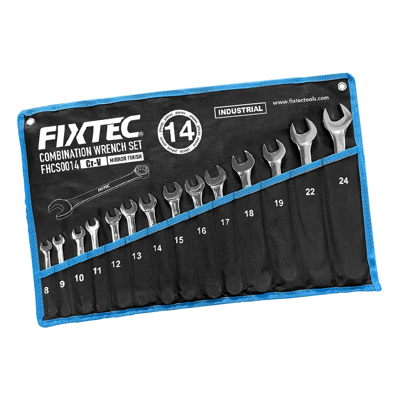 Fixtec 14PCS Cr-V Torque Wrench Combination Spanner Set with Bag+Color Box