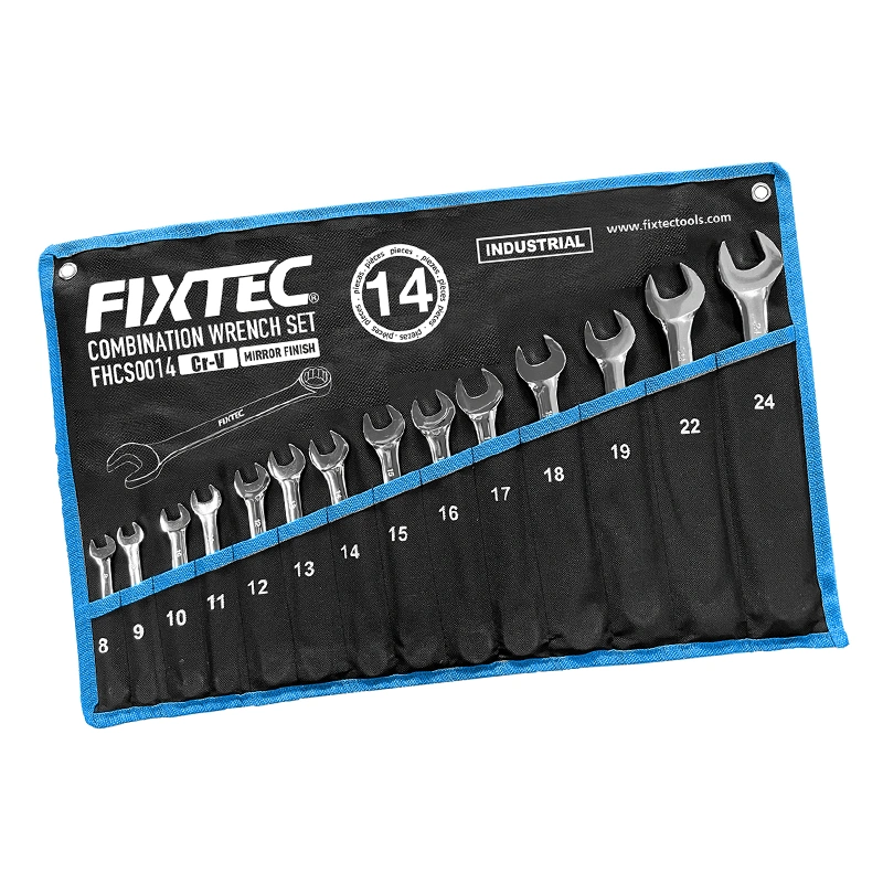 Fixtec 14pcs CR-V Jeu de clés mixtes de clé dynamométrique avec sac+Boîte de couleur