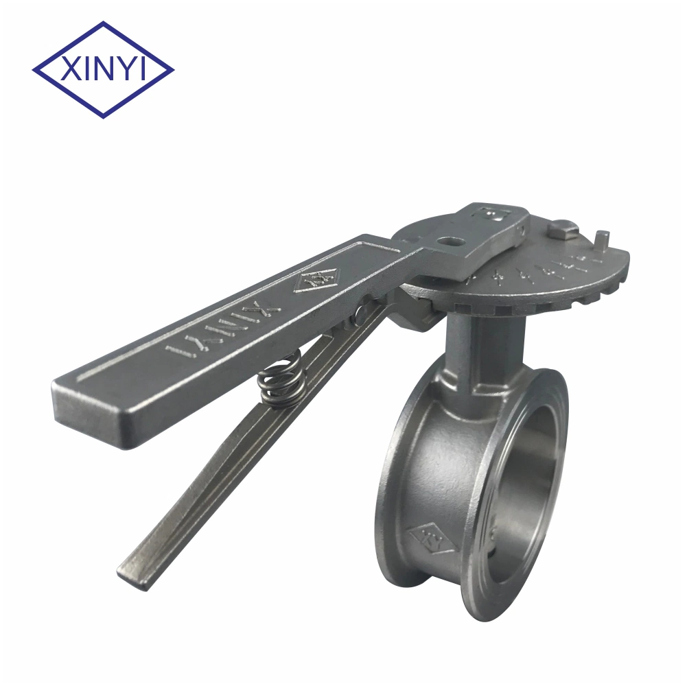 Pn16 Manual Graded Locking Level Handle Butterfly Valve Stainless Steel 304 Body for Dyeing Line