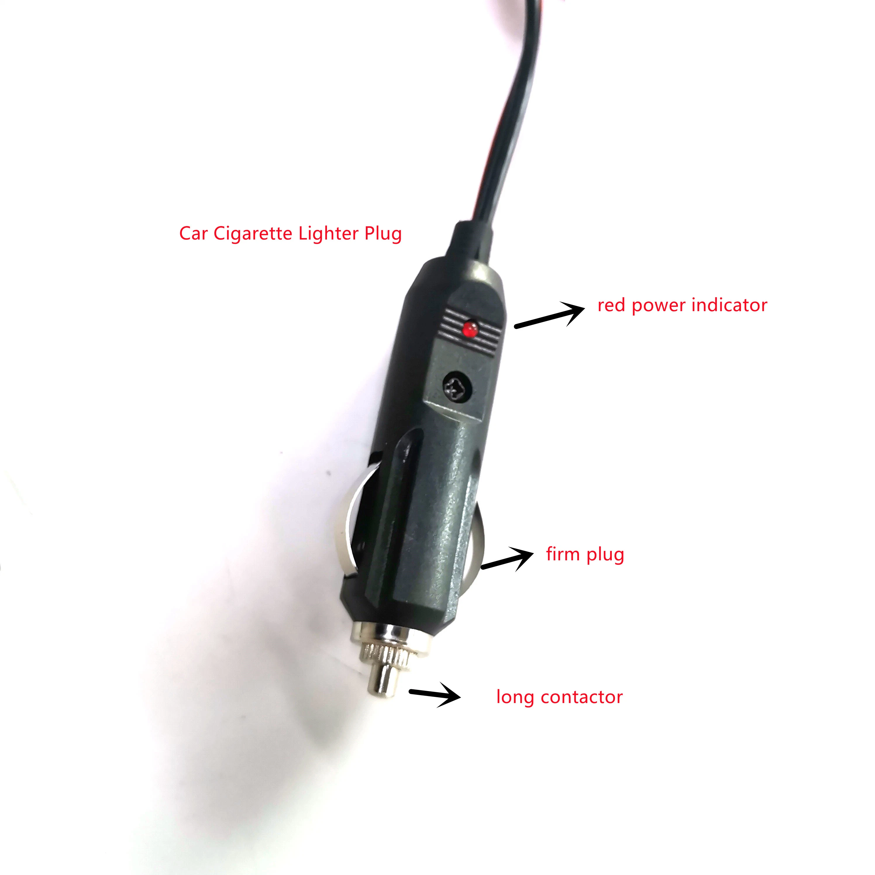 2m 16AWG MACHO 12V adaptador de mechero cable de alimentación con el extremo pelado