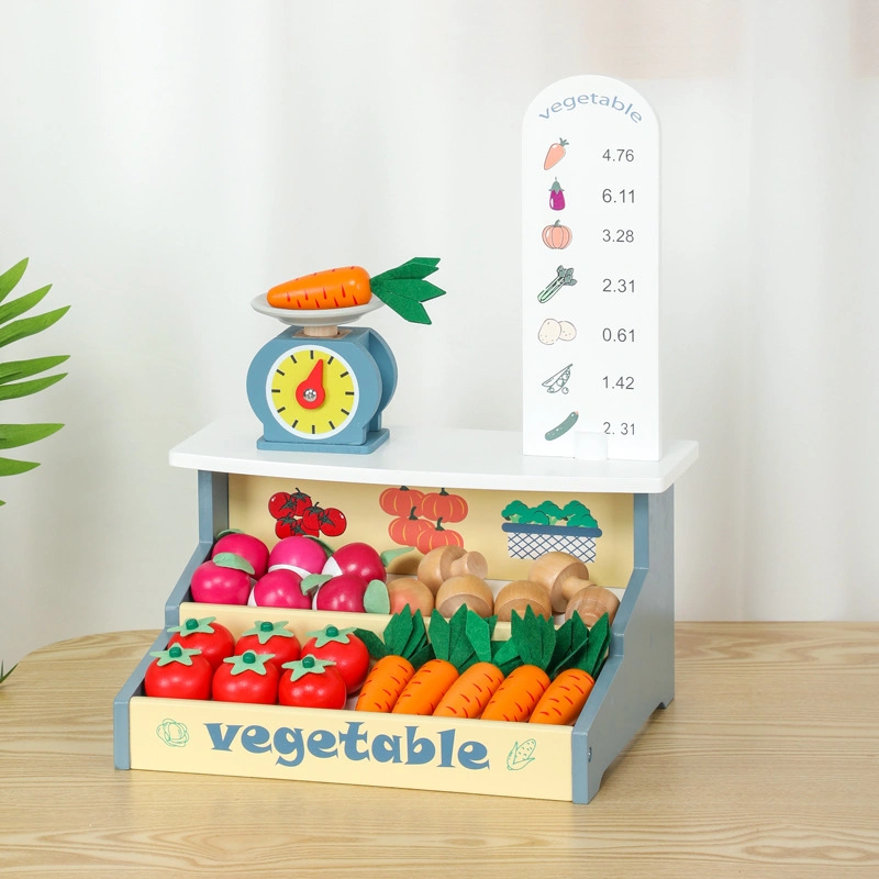Simulação de alta fingir jogar mini legumes loja venda brinquedos de madeira
