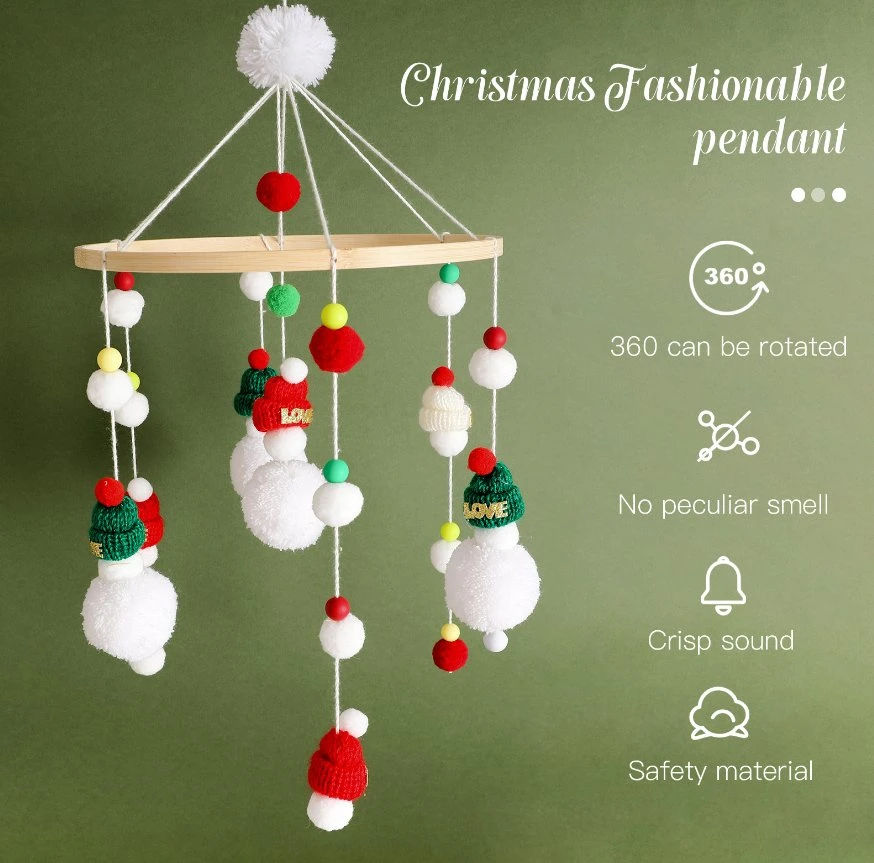 China Wholesale/Supplier Children Toy Wooden Bed Bell Baby Toy Christmas Decoration Pendant