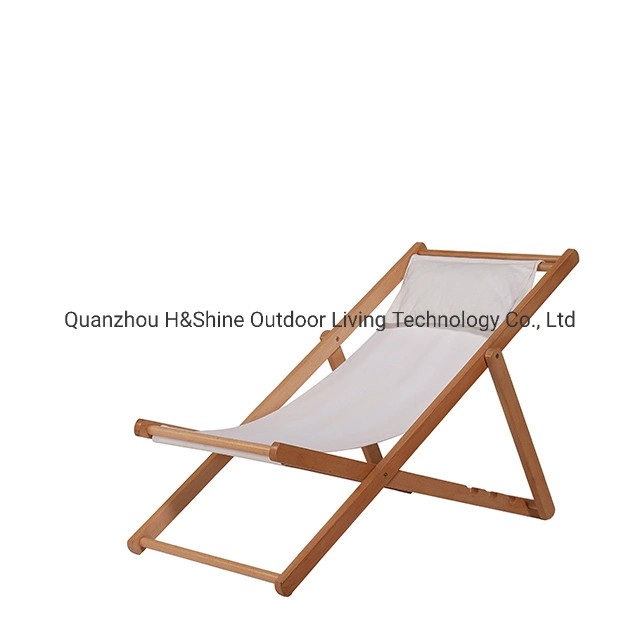 Outdoor Portable Travel Chair Wooden Sling Reclining Beach Chair