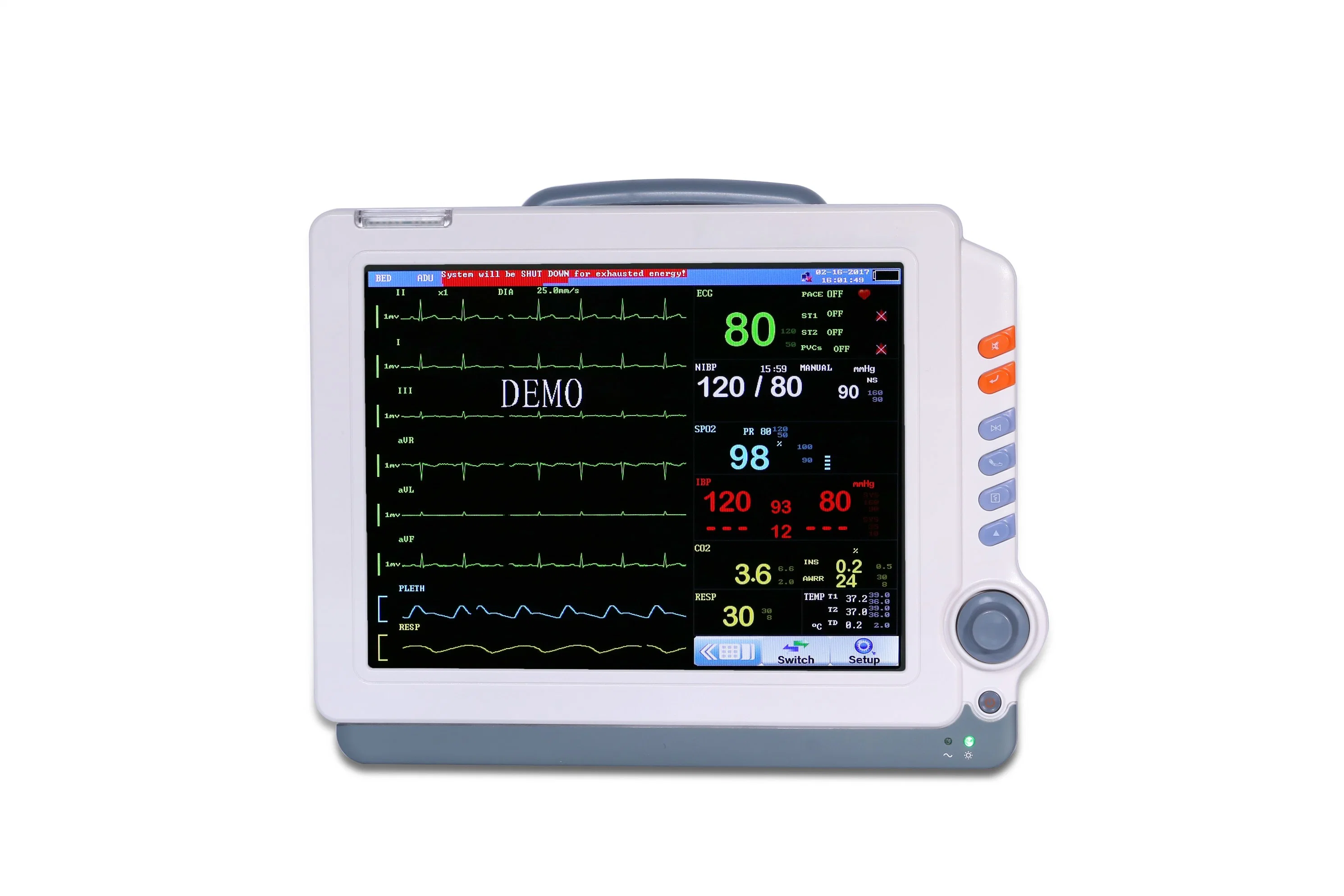 Equipo médico Yspm90c Monitor de paciente portátil