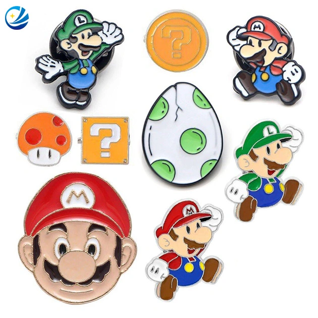 Custom Anime American Cartoon Character Spiders Stocked Logo Low MOQ Supplier Enamel Pin Super Mario Pin