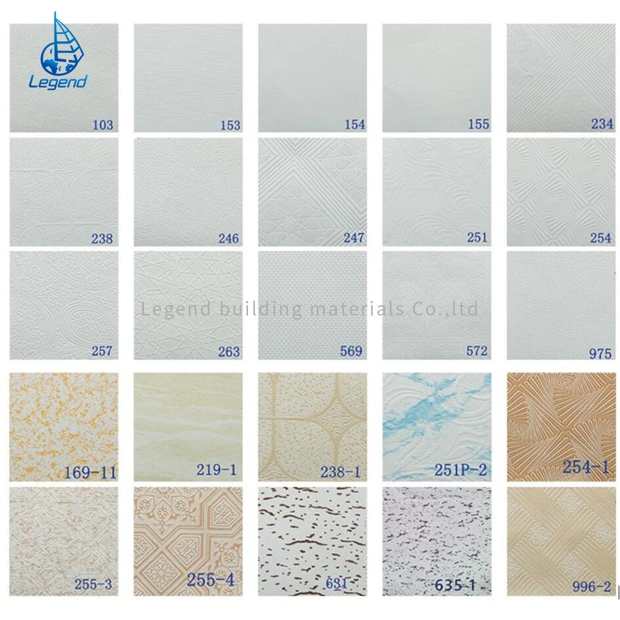 Light Weight Cinemas Hotel Decoration Gypsum Ceiling Tile Waterproof PVC Laminated