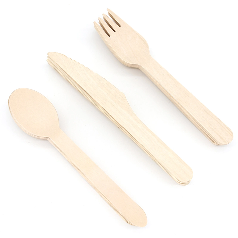 Knife Cutlery Set Wood Food Grade Kitchen Disposable Cutlery Wood Disposable Wood Cutlery Set