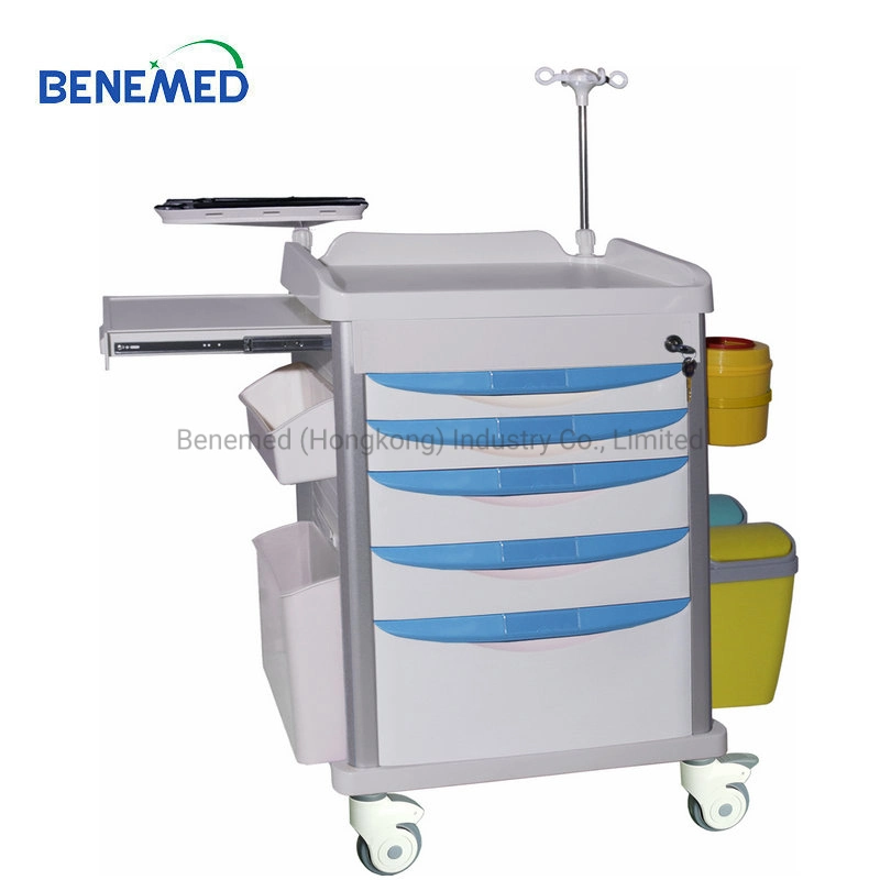 Good Quality Hospital ABS Plastic Mobile Emergency Trolley Bm-Et004