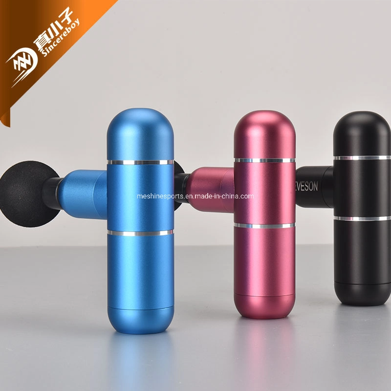 OEM Logo Portable USB Massage Gun Cordless Deep Muscle Tissue Vibration Powerful Mini Massager with 4 Heads