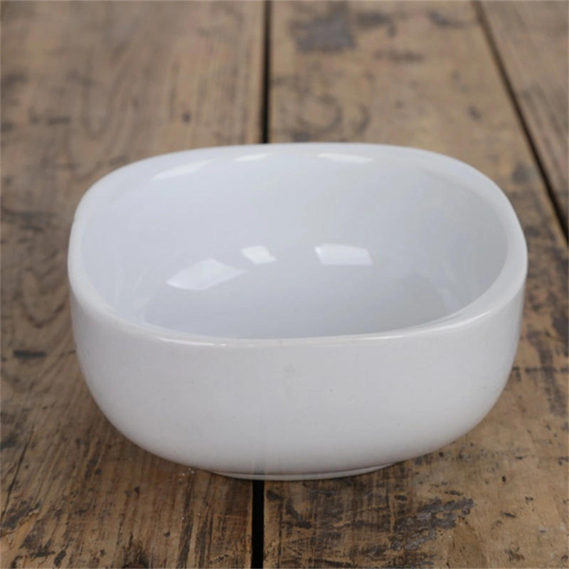 Ingenioso adorable dentro de White Outside Square Glaze Rice Bowl