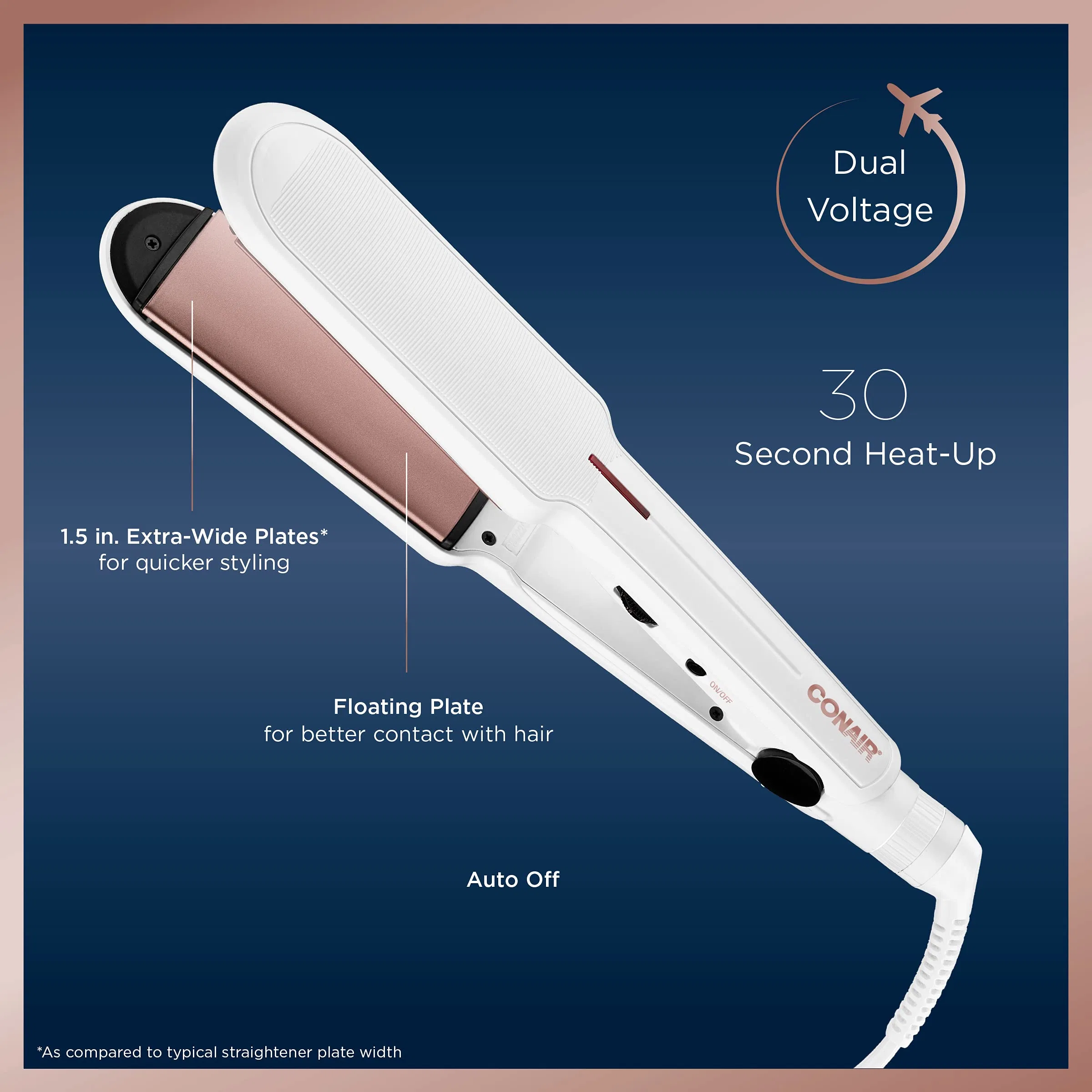 Hot Sale 1 Inch Double Ceramic Flat Iron White Electric Hair Straightener