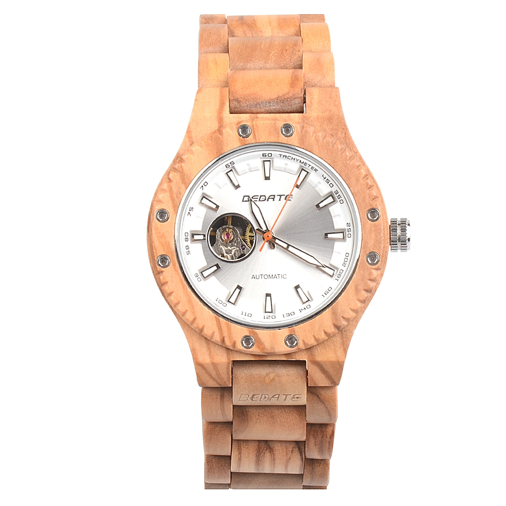 Montre mécanique en bois avec boîte pour hommes et femmes Montre personnalisée pour femme