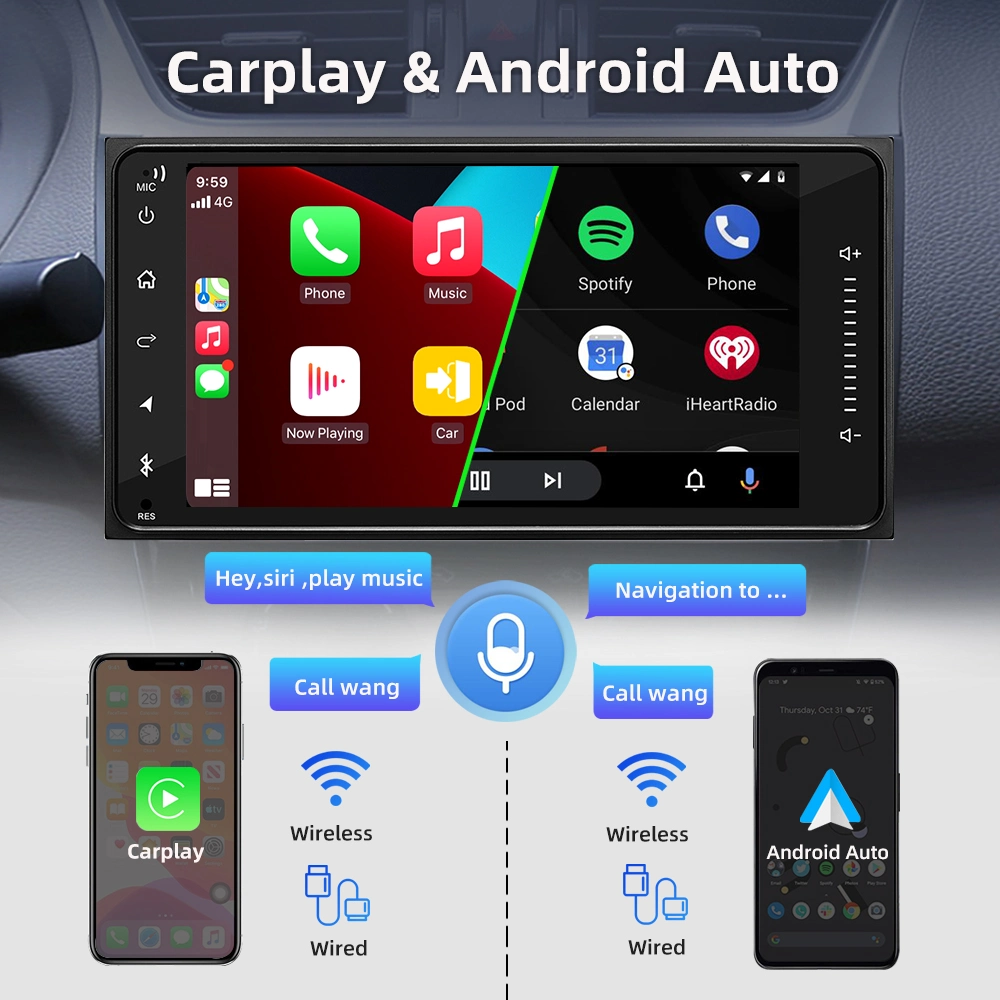 شاشة اللمس بالمواسعة للسيارة 2DIN DSP بحجم 7 بوصات و32 جيجابايت CarPlay BT 12 فولت GPS للسيارة تويوتا لوحة القيادة GPS Navigator تلقائي