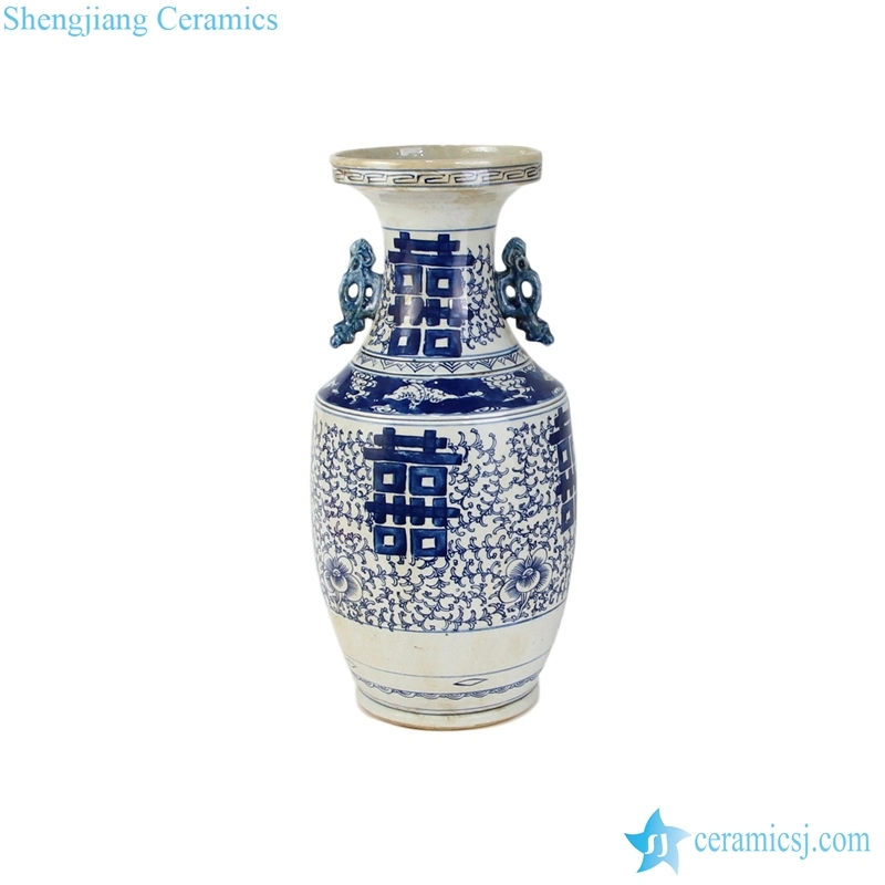 Chinês antigo Felicidade Twisted Decoração vaso de porcelana