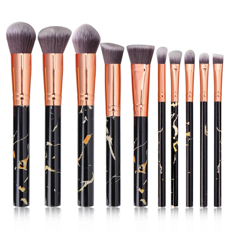 Multi Colors 10 PCS Marble Makeup Brush Set Portable Professional Gradient Color Chinese Style Cute Makeup Brushes Set