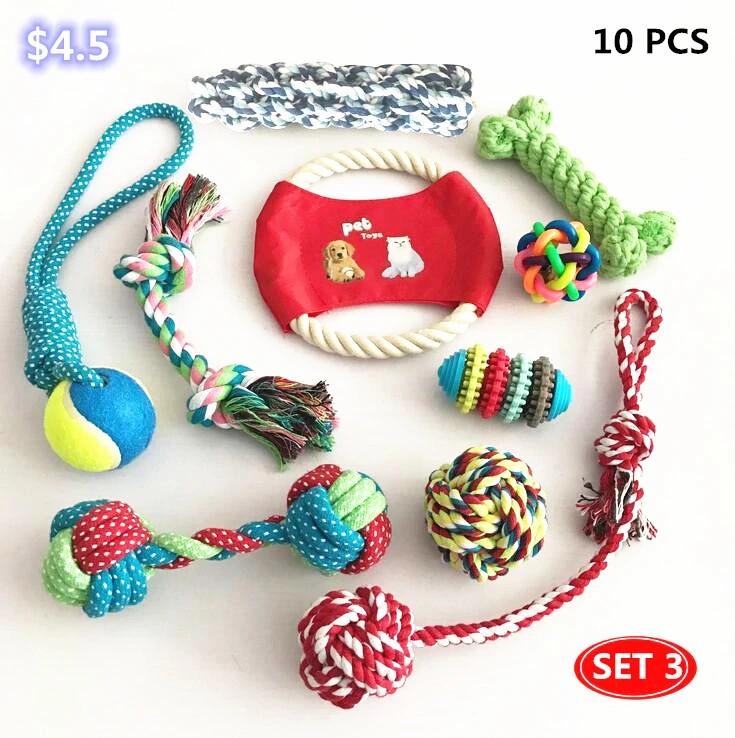 Custom Cotton Rope Ball Haustier Spielzeug Hund 10pcs Set andere Haustierprodukte Kauen Hundespielzeug