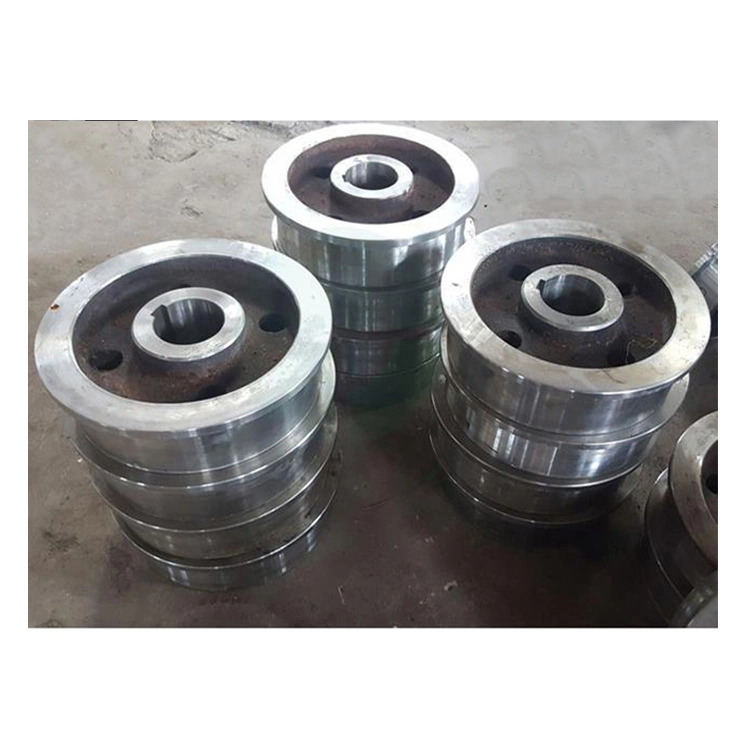 Densen Customized Forged Heavy Duty Alloy Steel Rail Wheel for Wagon on Track, Forging Steel Rail Gantry Crane Wheel