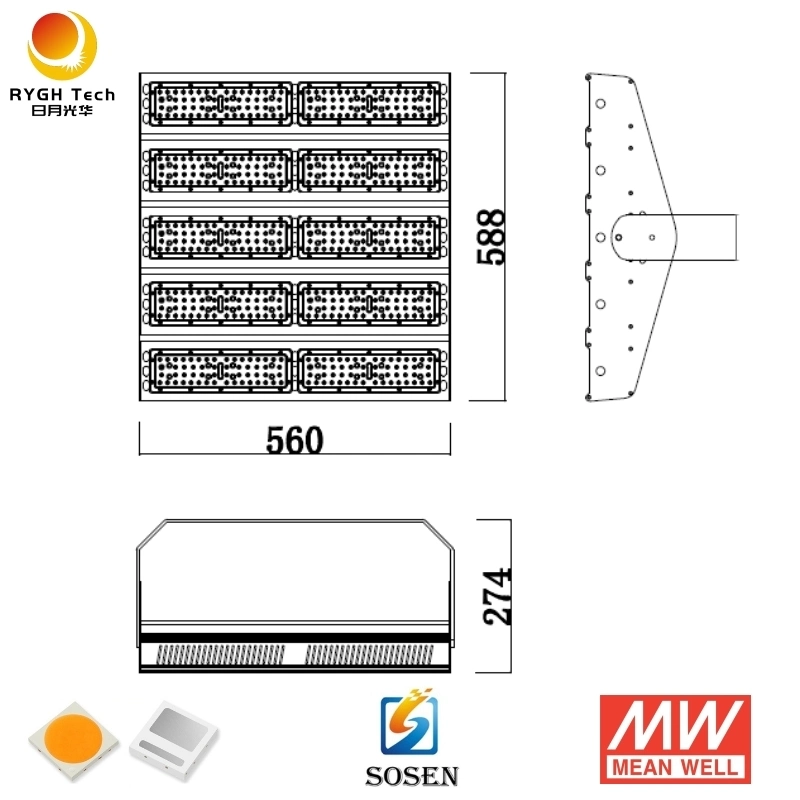 Rygh 500W Warehouse LED suspenso para interior, industrial, para compras Shopping Center