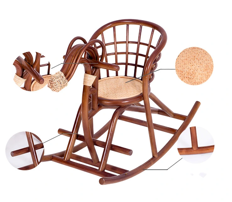 Rattan-Weaved Rocking Horse for Kids