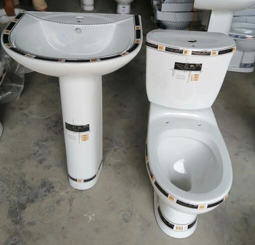 Chaozhou Factory Sanitary Ware Golden Decorative Toilet and Basin