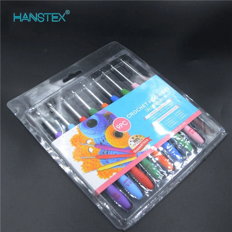 DIY Colorful Crochet Aluminum Hook Set Sweater Knitting Tools with TPR Handle