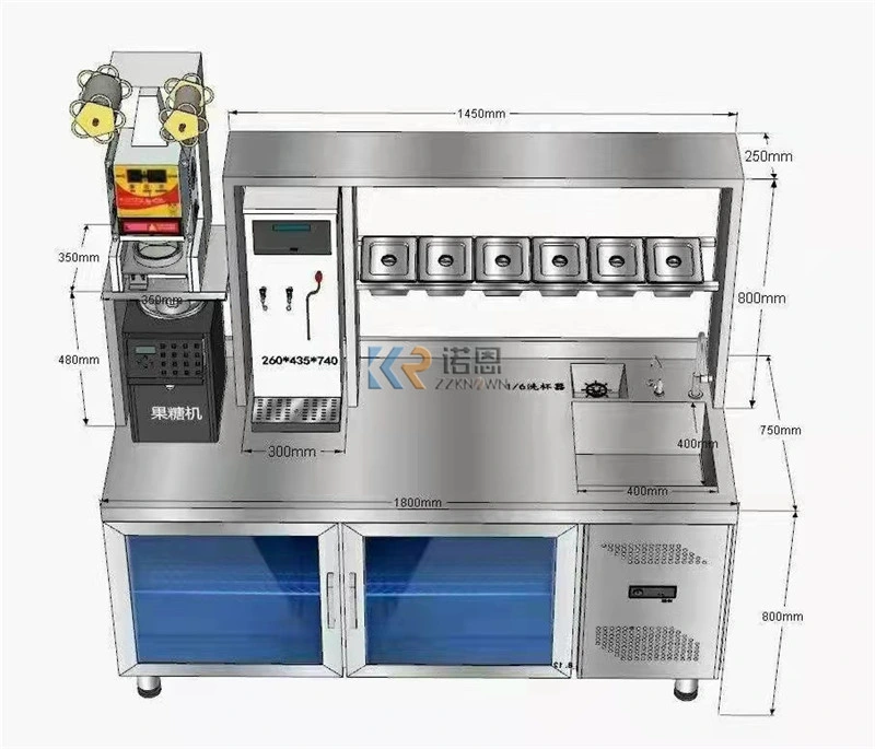 High Density Stainless Steel Water Bar Counter Milk Tea Fructose Dispensing Machine Coffee Drink Counter Trolleys