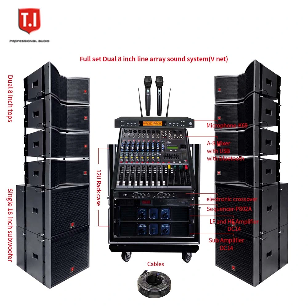 China Speaker Manufacturer Professional Dual 8 Inch 2 Way Line Array Sound System Speaker
