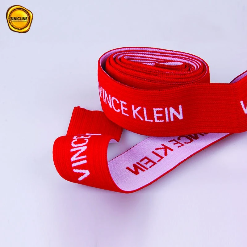 Sinicline Custom Red with White Logo Printed Elastic Ribbon for Sewing