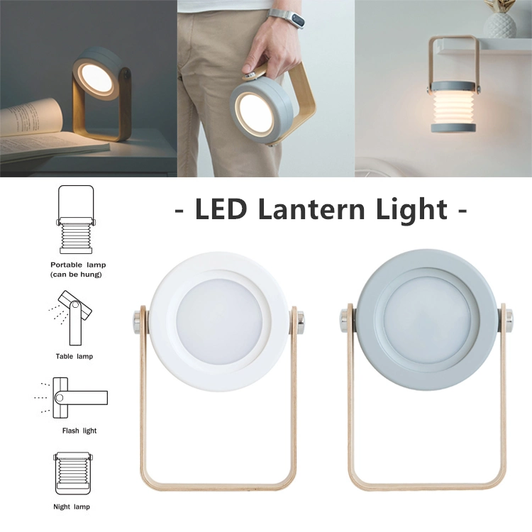 Dropshipping Faltbare Tischleuchte Holzgriff Portable Laterne Light Retractable Faltbare LED-Tischleuchte Schlafzimmer Nachttischlampe Lesen