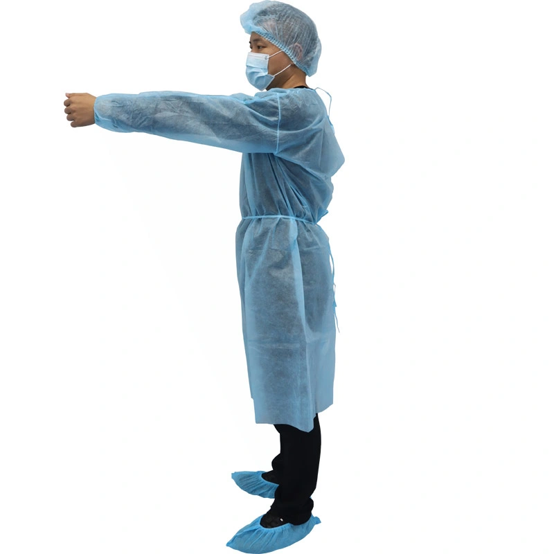 Non Woven Fabric Breathable Waterproof Blue Isolation Gown with Factory Price