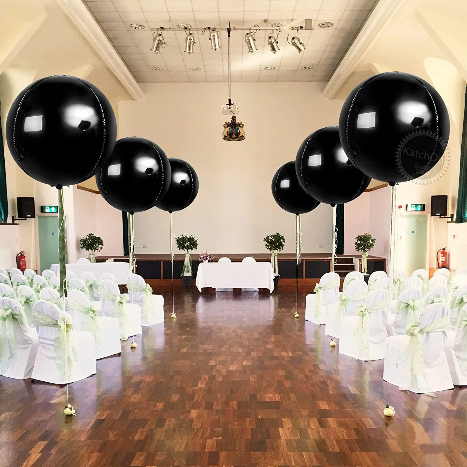 Hot-Selling Giant Metallic Black Balloons 22 Inch -Pack of 6 Round 360 Degree 4D Black Mylar Balloons, Black Birthday Party Foil Balloons Disco Party Decoration