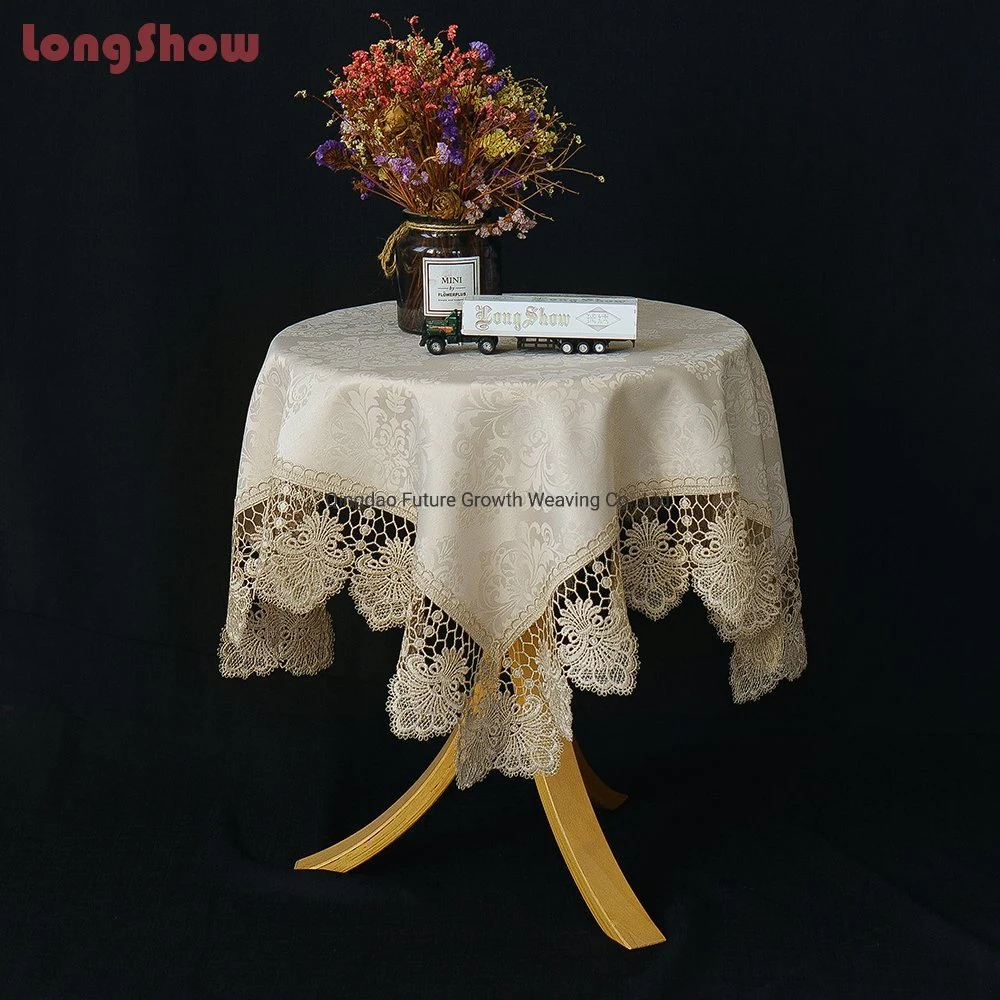 Custom Home Textile Polyester Jacquard Coffee Color Table Cloth Set/Table Cover